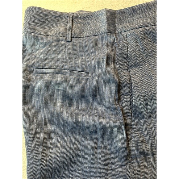 If Only Studio Pinstripe Blue Linen Wide Leg Pants Side Pockets Women SZ 10 NEW - Picture 10 of 10